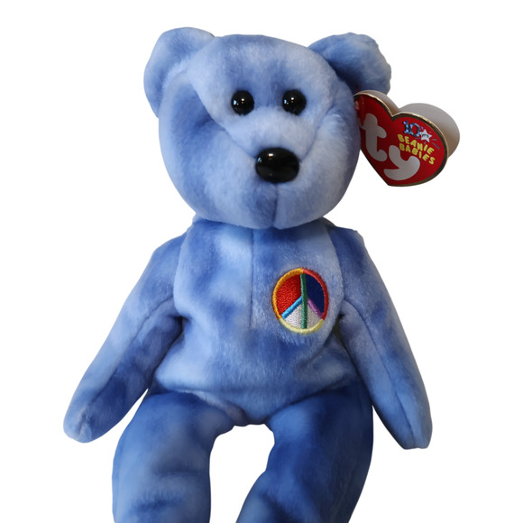 TY Beanie Babies Blue Peace Bear 2002 MWMT Collectible Plush Toy Kidcore Gift - Picture 6 of 10